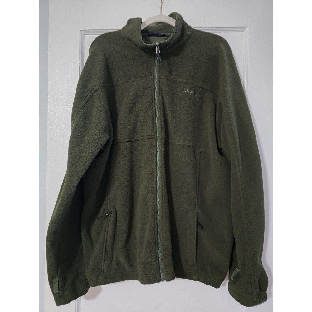 L.L. Bean Mens Fleece Jacket Side Pocket Full Zip Long Sleeve Green Size XL Tall - Picture 1 of 5